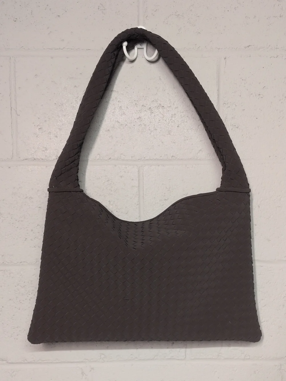 Brown Slouchy Woven Suede Hobo Bag Crossbody Crescent Shoulder Tote Purse NWOT